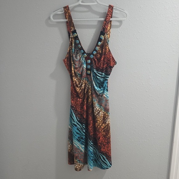 VENUS Y2k Jeweled Exotic Cheetah Print Halter sun dress sz M/L  McBling - Picture 1 of 9